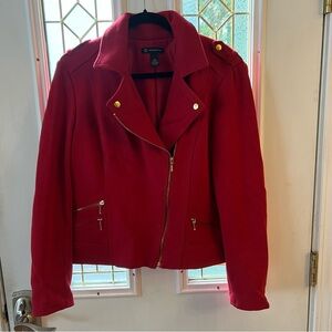 INC International Concepts Scarlet Bomber Jacket with Metallic Details